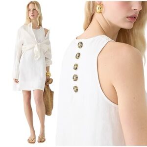 J. Crew Petite Maxine Sleeveless Shift Dress Crisp White Linen BY822 Small / SP